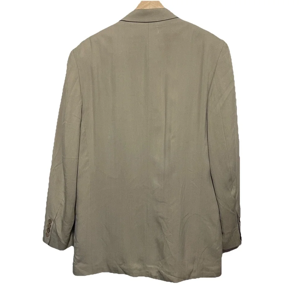Joseph & Feiss Mens Blazer 100% Silk‎ 42R Tan Herringbone Sport Coat Career